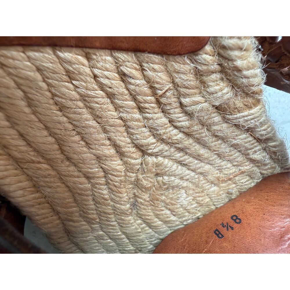 Ralph Lauren Brown Leather Jute Espadrille Thong Sandals Italy Blue Label 8.5 B - Picture 8 of 8